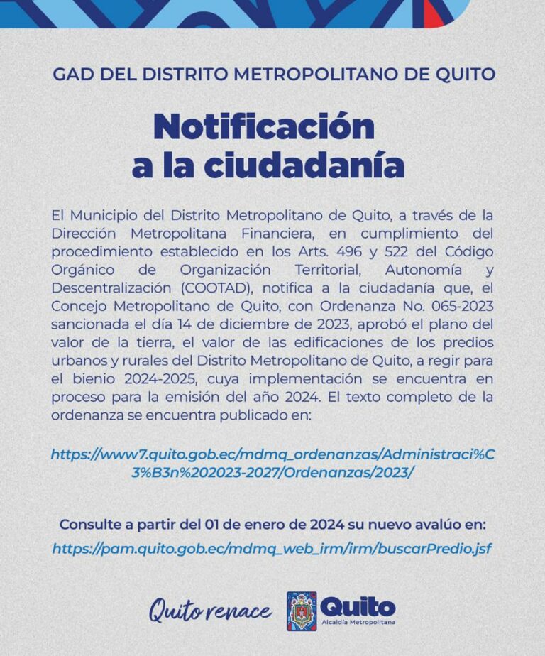 NOTIFICACIÓN A LA CIUDADANÍA